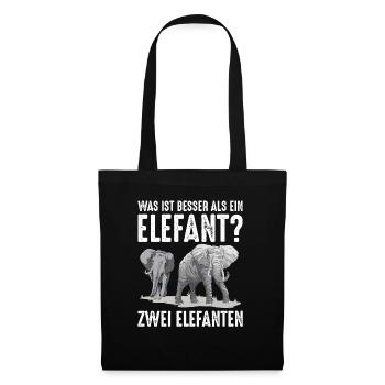 Was ist besser als ein Elefant? Zwei Elefanten - Stoffbeutel - Schwarz - Vorne