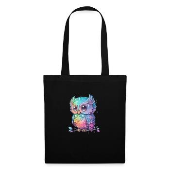 Colorful owl with big eyes - Tote Bag - black - Front
