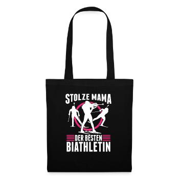 Stolze Mama Der Besten Biathletin Biathlon Fan - Stoffbeutel - Schwarz - Vorne