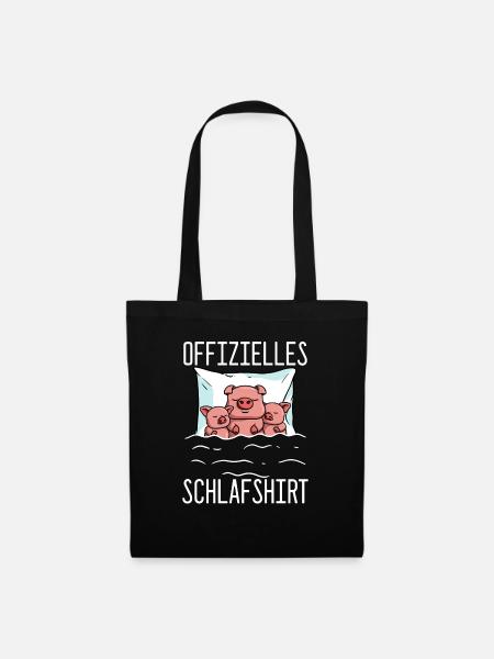 Offizielles Schlafshirt Schwein Schlafanzug - Stoffbeutel - Schwarz