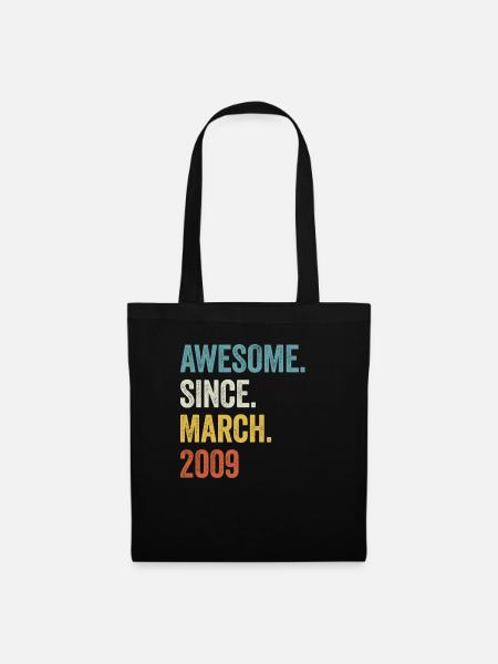 14 Jahre Awesome Since March 2009 14. Geburtstag - Stoffbeutel - Schwarz