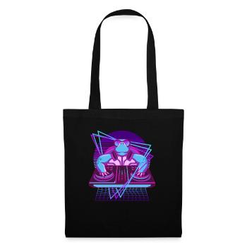 Techno Schildkröte Vaporwave DJ Schildkröte - Stoffbeutel - Schwarz - Vorne