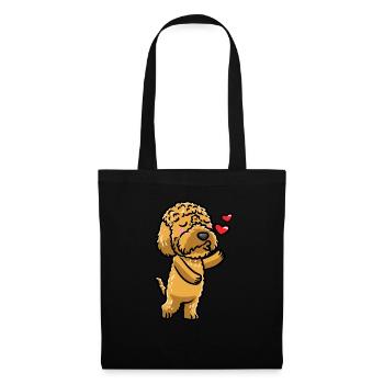 Kawaii Cockapoo Hund Küsse Emoticon - Stoffbeutel - Schwarz - Vorne