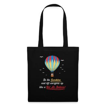 Heißluftballon & Ballon Fahrer Geschenk - Stoffbeutel - Schwarz - Vorne