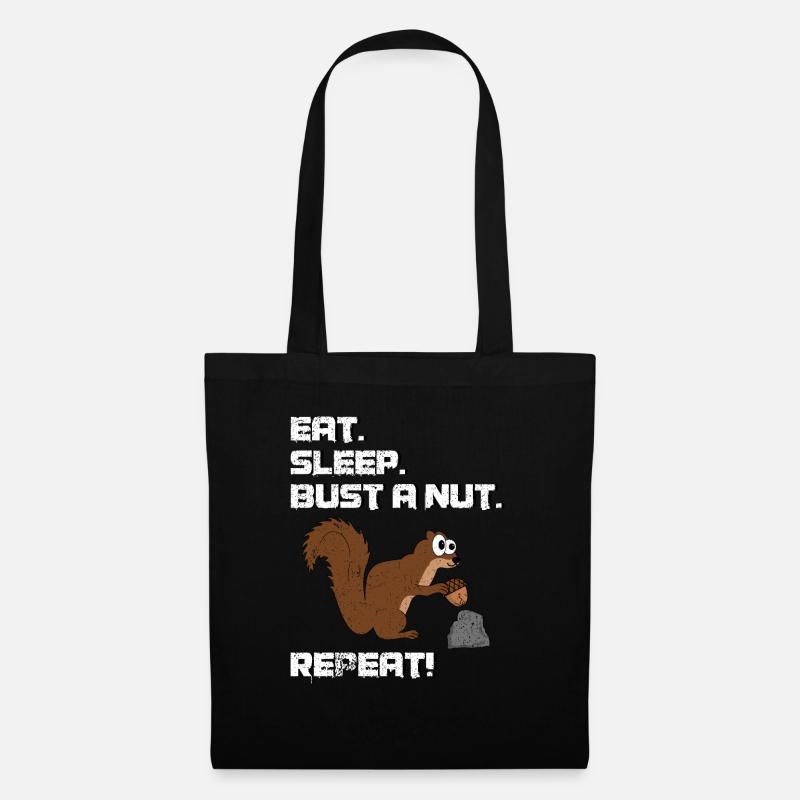 Eat Sleep Bust A Nut Repeat, Squirrel Pun - Tote Bag - black