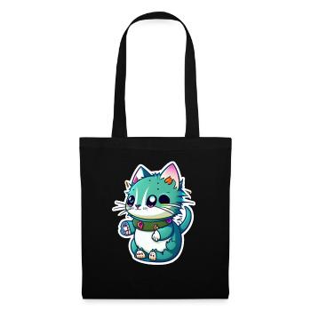 mignon petit chat kawaii - manga - Sac en tissu - noir - Devant