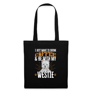West Highland White Terrier Westie - Stoffbeutel - Schwarz - Vorne