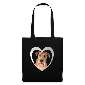 Irish Terrier Herz - I Love Irish Terrier - Stoffbeutel - Schwarz - Vorne