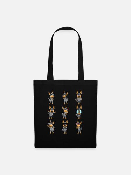Australian Cattle Hund Blue Heeler Kawaii Emoticon - Stoffbeutel - Schwarz