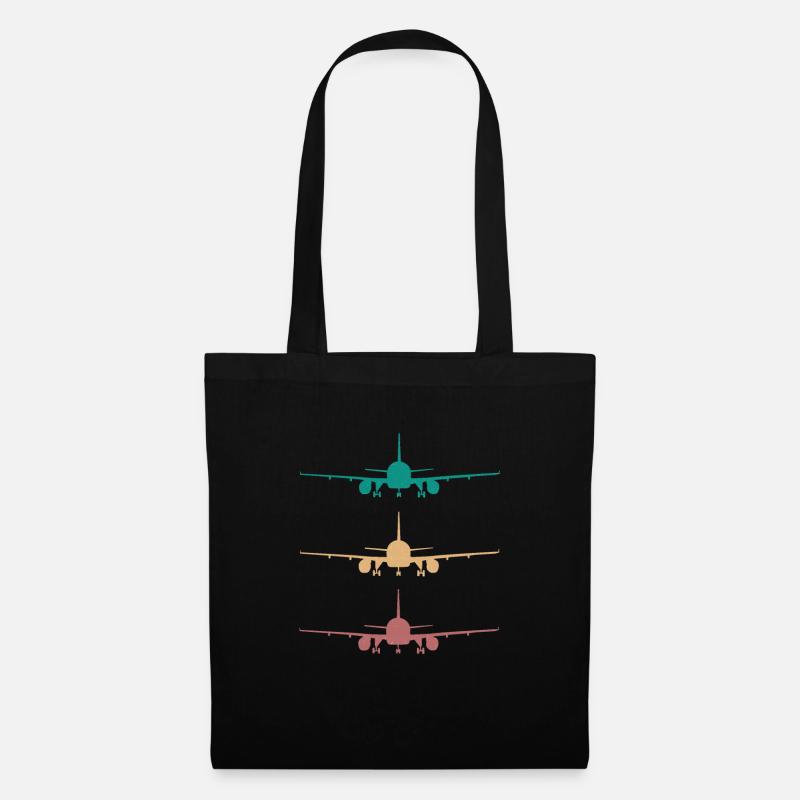 Flugzeug Retro Design 3 farben / für piloten - Stoffbeutel - Schwarz