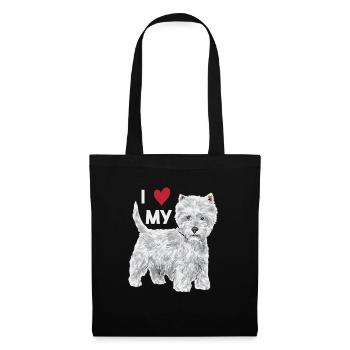 West Highland White Terrier Westie - Sac en tissu - noir - Devant