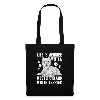 West Highland White Terrier Westie - Sac en tissu - noir - Devant