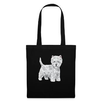 West Highland White Terrier Westie - Stoffbeutel - Schwarz - Vorne