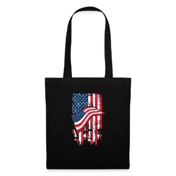 USA Flagge T-shirt 4. Juli Rot Weiß Blau Sterne - Stoffbeutel - Schwarz - Vorne