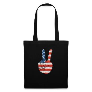 Signe patriotique de la paix et USA Stars & Stripe - Sac en tissu - noir - Devant