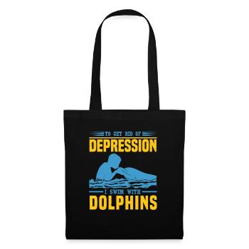 DEPRESSION ICH SCHWIMME MIT DELFINEN - Stoffbeutel - Schwarz - Vorne