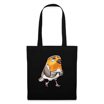 Robin Bird Kawaii Emoticon - Tote Bag - black - Front
