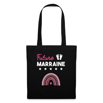 Future marraine cadeau grossesse famille - Sac en tissu - noir - Devant