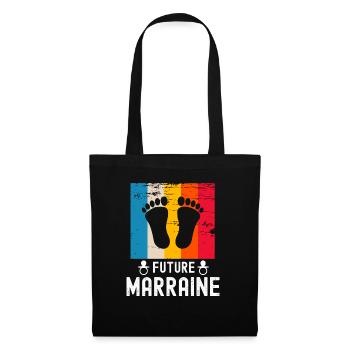 Future marraine cadeau naissance vintage - Sac en tissu - noir - Devant