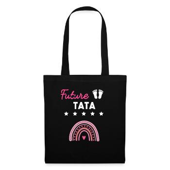 Future tata cadeau grossesse famille tante - Sac en tissu - noir - Devant