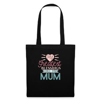 Meine größten Segnungen nennen mich Mama - Stoffbeutel - Schwarz - Vorne