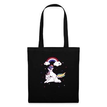 Chat 4 juillet Patriotic Caticorn Licorne Meowica - Sac en tissu - noir - Devant