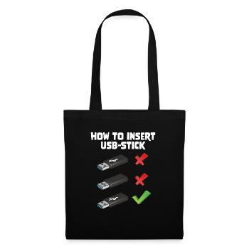 How To Insert USB Stick Funny Programmer Meme - Stoffbeutel - Schwarz - Vorne