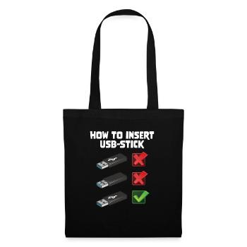 How To Insert USB Stick Funny Programmer Meme - Stoffbeutel - Schwarz - Vorne