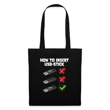 How To Insert USB Stick Funny Programmer Meme - Stoffbeutel - Schwarz - Vorne