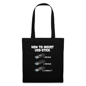 How To Insert USB Stick Funny Programmer Meme - Stoffbeutel - Schwarz - Vorne