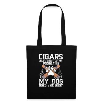 Cigare et chiens fumant des toabacos - Sac en tissu - noir - Devant