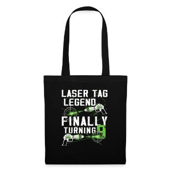 Endlich 9 - Laser -Tag -Geburtstag - Stoffbeutel - Schwarz - Vorne