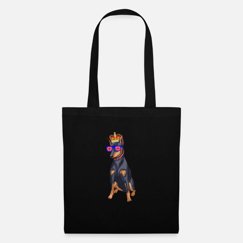 Doberman Queen Elizabeth II Britische Krone - Stoffbeutel - Schwarz