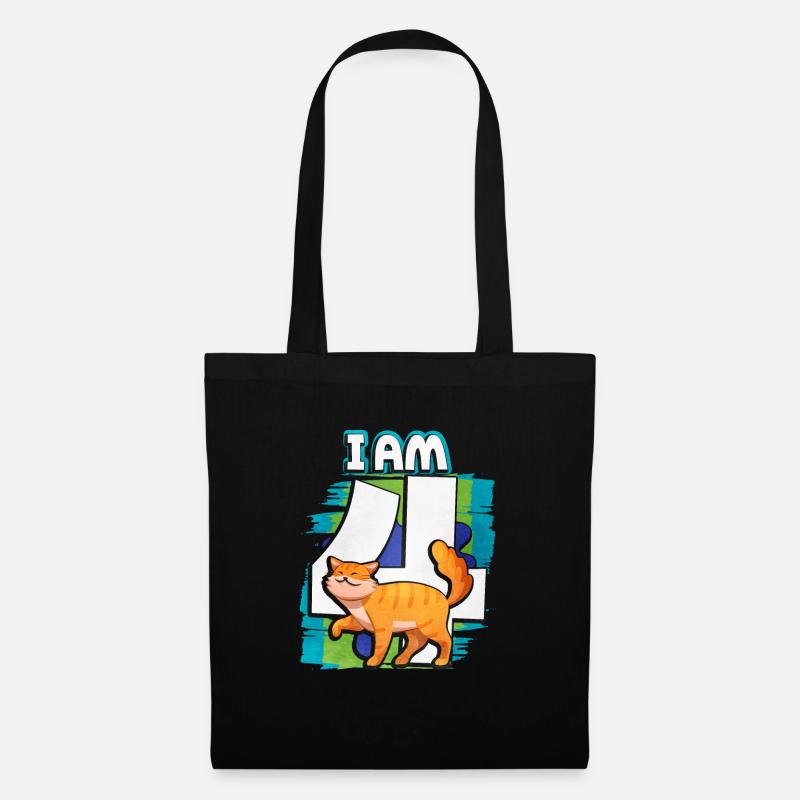 Ich Bin 4 Katze - Stoffbeutel - Schwarz