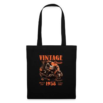Vintage Jahrgang 1958 Geburtstag Retro Motorrad - Stoffbeutel - Schwarz - Vorne