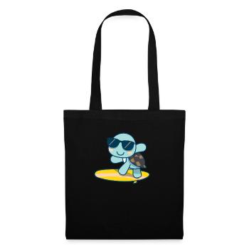 Cute turtle on surfboard with sunglasses - Tote Bag - black - Front