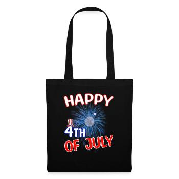 Happy 4th of July - Nationalfeiertag USA - Stoffbeutel - Schwarz - Vorne