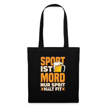 Sport ist Mord nur Sprit hält fit Biertrinker & - Stoffbeutel - Schwarz - Vorne