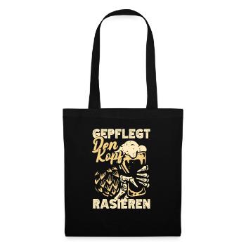 Geplegt den Kopf rasieren Biertrinker & Bier - Stoffbeutel - Schwarz - Vorne