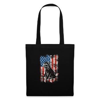 Mops 4. Juli Patriotisch Amerikanische USA Flagge - Stoffbeutel - Schwarz - Vorne