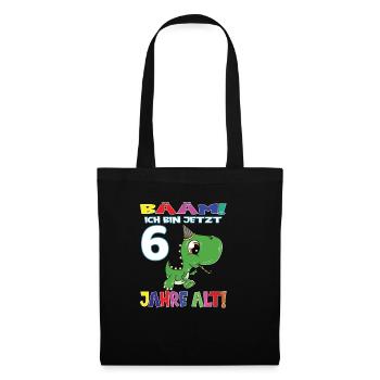 Bääm Ich Bin Jetzt 6 Jahre Alt Dino - Stoffbeutel - Schwarz - Vorne