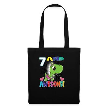 7 Et génial anniversaire T Rex Girl Dinosaur - Sac en tissu - noir - Devant