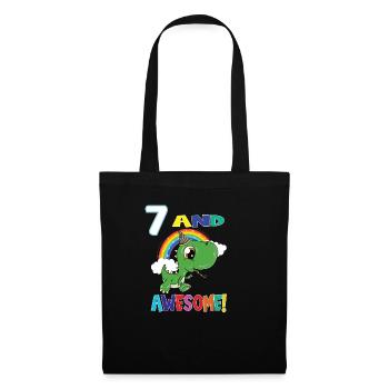 7 Et génial anniversaire Dino Boy - Sac en tissu - noir - Devant