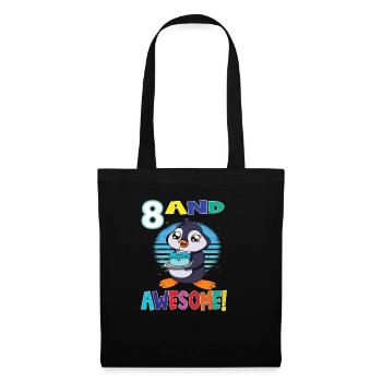 8 And Awesome Birthday Penguin Birthday Cake - Tote Bag - black - Front