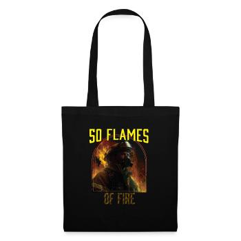 50 Flames Of Fire Fireman Firefighting Firefighter - Stoffbeutel - Schwarz - Vorne
