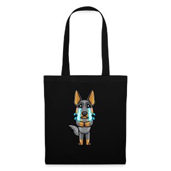 Émoticône Kawaii du bouvier australien Blue Heeler - Sac en tissu - noir - Devant