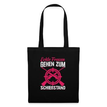 Sportschützin Echte Frauen gehen zum Schießstand - Stoffbeutel - Schwarz - Vorne