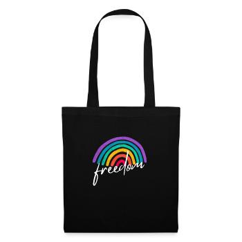 LGBTQ+ Regenbogen Freedom Lesbian Gay Pride - Stoffbeutel - Schwarz - Vorne