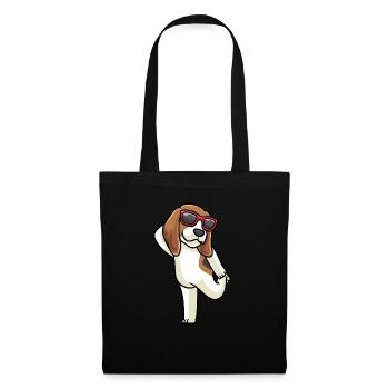 Chien Beagle dansant avec des lunettes de soleil - Sac en tissu - noir - Devant