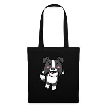 Border Collie Chien Emoticon Chiens - Sac en tissu - noir - Devant